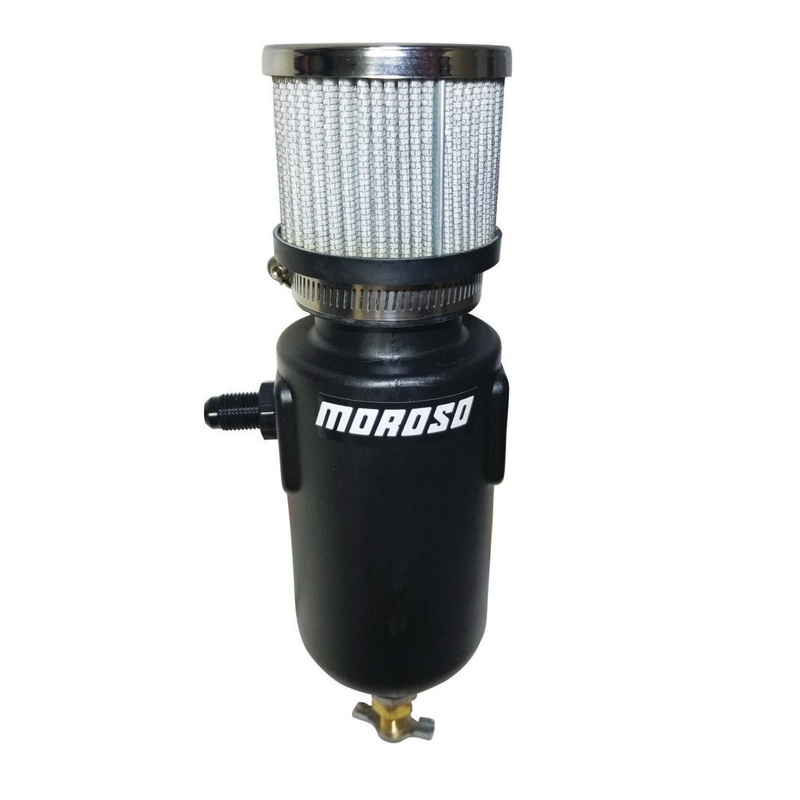 Moroso Breather Tank/Catch Can -6An Male Inlet – Black Polyethylene