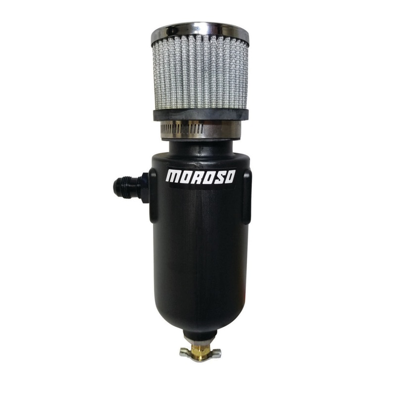 Moroso Breather Tank/Catch Can -8An Male Inlet – Black Polyethylene