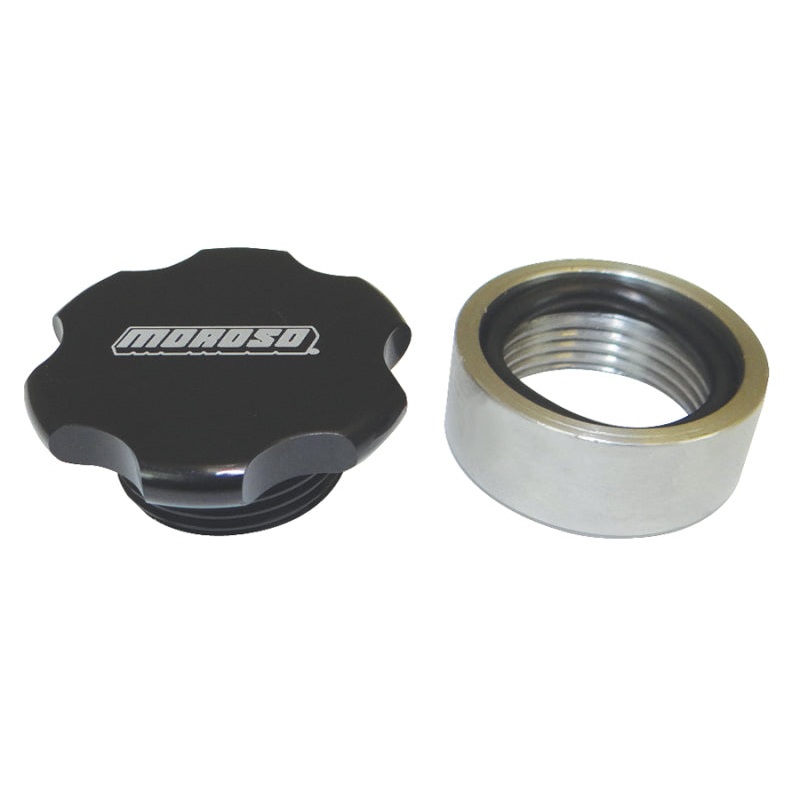 Moroso Universal Filler Cap Kit – 1-1/4-12UNF – Steel Bung – Black Anodized