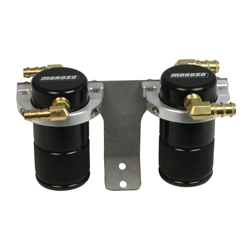 Moroso 04-07 Subaru STi (w/Front Mount Intercooler) Air/Oil Separator Catch Can – Billet Alum -Black