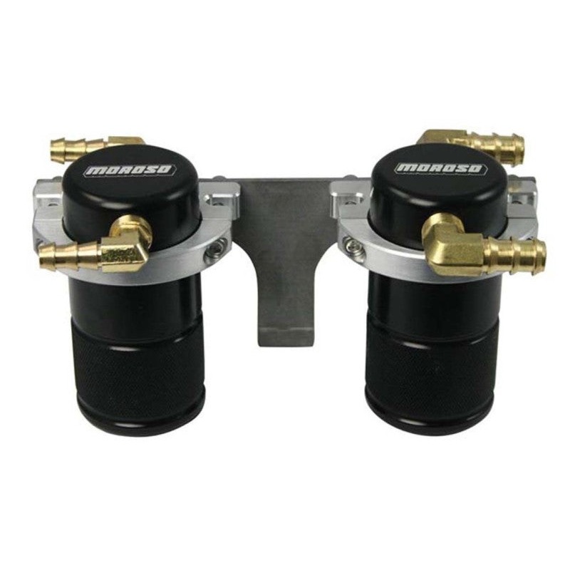Moroso 08-14 Subaru STi (w/Front Mount Intercooler) Air/Oil Separator Catch Can – Billet Alum -Black