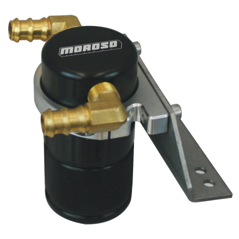 Moroso 11-14 Ford F-150 EcoBoost/5.0L Air/Oil Separator Catch Can – Small Body – Billet Alum – Black