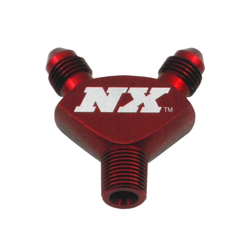 Nitrous Express 1/8NPT x 3AN x 3AN Billet Pure-Flo Y Fitting – Red