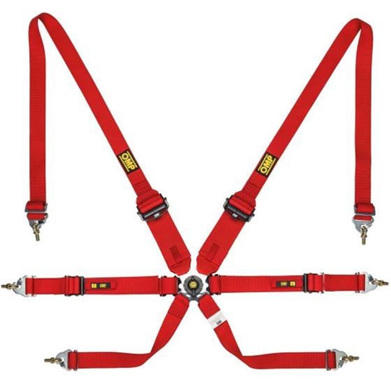 OMP Safety Harness One 2In Convertible Red Pull Up Conv Pull Down – (Fia 8853-2016)